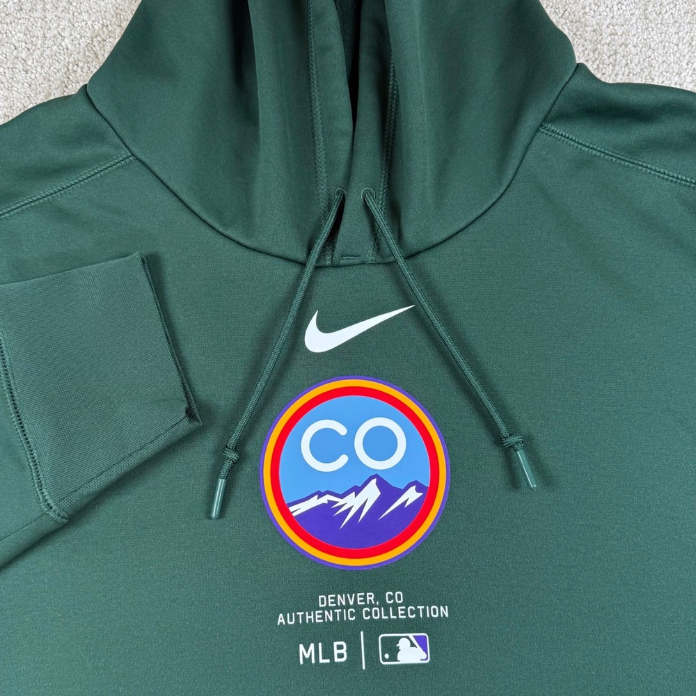 Nike Therma-Fit Mens 2XL Colorado Rockies City Connect Green Fleece Hoodie